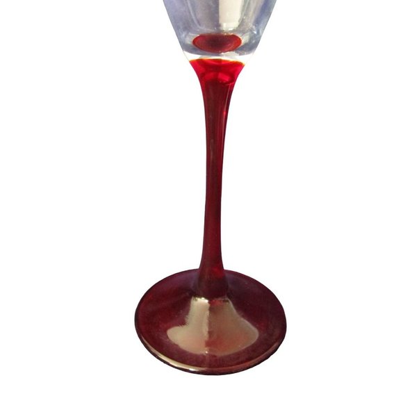 Luminarc Cherry Red Stem Champagne Mimosa Cocktail Glasses Four EUC France - Picture 6 of 10